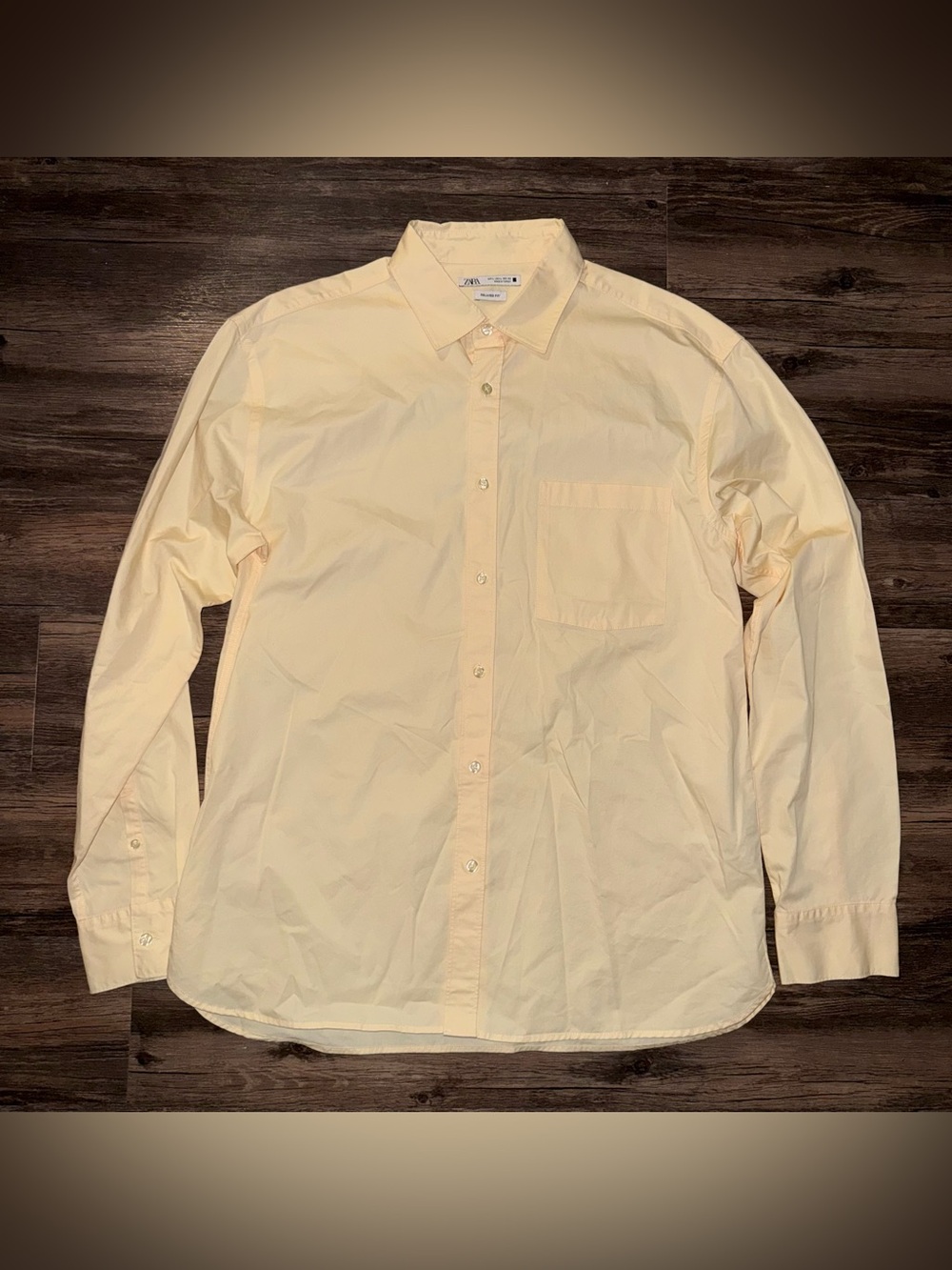 Yellow Zara relaxed button up shirt